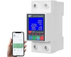 Slimme WiFi Energie Meter DIN-Rail Schakelaar met Overspanningsbeveiliging voor Thuisgebruik en Zonnepanelen