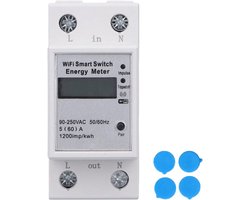 Slimme Wifi Energiemeter LCD Display 1 Fase DIN Rail Stroomverbruik Meten
