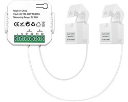 Slimme Wifi Energiemeter met Stroomverbruik Monitor en 80A CT Transformator