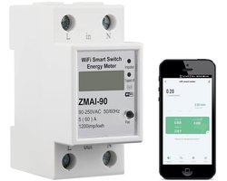 Slimme WiFi Energiemeter Schakelaar DIN Rail voor Spanning en Stroom