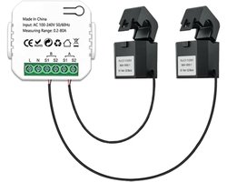 Slimme Zigbee Energiemeter 80A met Klemmen voor Energieverbruik Meten
