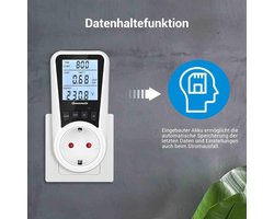 Stroommeter Dual Rate energiekostenmeter - stroomverbruik meter met lcd-scherm achtergrondverlichting - overbelastingsbeveiliging en kinderbeveiliging - 16 A/3680 W .