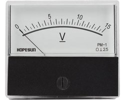 Velleman Analoge voltmeter, inbouwmontage, voor DC-spanningen tot 15 V, met nulregelaar, 70 mm x 60 mm