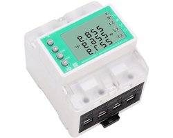WiFi Energiemeter Stroomonderbreker - Slimme Meter Elektriciteit - Energieverbruik Monitoren - LCD Scherm Realtime - 80A 3 Fase - Wit