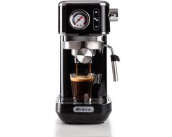 Ariete 1381 Koffiezetapparaat met manometer, geschikt voor gemalen koffie en ESE-pads, 1300 W, 1,1 L capaciteit, 15 bar druk, ½ kopje filter, Cappuccino-apparaat, Zwart