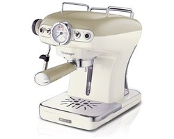 Ariete 1389/13 - Vintage Piston /Espressomachine - 900W - 0,9L tank inhoud - ook geschikt voor pads - Beige