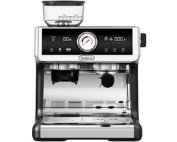 Bresco® Barista Espressomachine – Pistonmachine met Koffiemolen – RVS Koffiemachine melkopschuimer – Bonenmaler – Brushed Stainless Steel