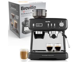 Breville Barista Max+ Espresso-, Latte- en Cappuccinomachine | Slim malen en doseren | Precieze extractietimer | Geïntegreerde melkopschuimer | Italiaanse pomp van 15 bar | Zwart [VCF152X]