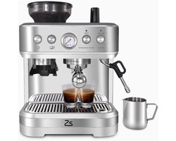 CYRO - Espressomachine - Espressomachines - Espresso Machine - met Melkopschuimer en Molen - Koffiezetapparaat - RVS - Zilver