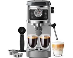 Dewelling CM1660 Semi-Automatische Espresso Koffiemachine 20-Bar Italiaanse Pomp | 1350W RVS Coffee Machine met Melkopschuimer, 1.3L Watertank