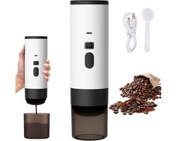 Elektrische espressomachine, draagbare espressomachine, 3-in-1 oplaadbare espressomachine, Geschikt voor koffiepoeder en capsules, Geschikt voor kantoor, kamperen en wandelen (wit).