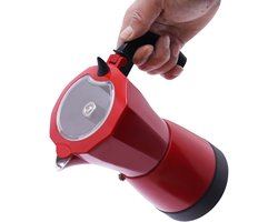 Elektrische Espressomaker Met Basis 300ML Rood 480W 220V Aluminium Espresso Koker Voor 6 Espressokopjes