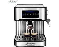 Enkilight- Koffiemachine- Espresso apparaat - Geniet van barista-kwaliteit thuis met het LCD touch espresso koffiezetapparaat - Met Semi-Automatische pomp En cappuccino melkopschuimer - Koffiemachine - Zilverkleurig - Voor gemalen koffie