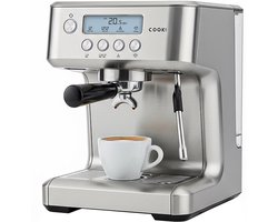 Espressomachine Pro 20 Bar - Piston Koffiemachine Melkopschuimer RVS - Instelbare Extractietemperatuur - Pistonmachine Espresso, Cappuccino & Latte - 2,2 Liter Waterreservoir - COOK-IT