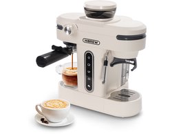 HiBREW H14 Espresso Koffiemachine, 20 Bar Hoge Druk, 15-versnellingen Maalstand, Pre-brew Functie, NTC Temperatuurregeling, Kopcapaciteit Instelling - Beige