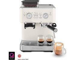 KitchenAid Halfautomatische Espressomachine met Koffiemolen - Ingebouwde koffiemolen, kantelbaar stoompijpje, 15 bar pomp en drukmeter - Porcelain White