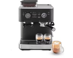 KitchenAid Halfautomatische Espressomachine met Koffiemolen - Ingebouwde koffiemolen, kantelbaar stoompijpje, 15 bar pomp en drukmeter - Vulkaanzwart