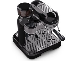 Klarstein Espresso portafiltermachine met melkopschuimer, 1,4 L retro mini-espressomachine met filterhouder, 1550W koffiezetapparaat klein, 0,5L melktank, thermoblock, koffiemachine voor cappuccino
