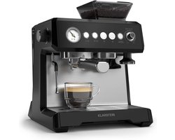 Klarstein GrandPresso pistonmachine met maalmolen – 20 Bar, 1.350 W, geïntegreerde precisie-maalmolen, stoompijpje, 2,3-l-watertank, zwart, kopjesverwarmer