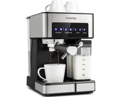 Klarstein Koffiemachine Espresso Pistonmachine met Melkopschuimer, 1,8 L Mini Espressomachine met Piston, 20 Bar RVS Compact, Melkreservoir, 1350 W Koffiemachine voor Gemalen Koffie - Stoompijpje Touch LED - Coffee Machine