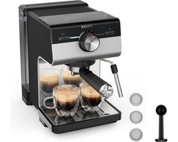 Krups Authentic XP384E10 Pistonmachine - Espressomachine - 15 Bar - Thermoblock-systeem - RVS - Inclusief Stoompijpje - Geschikt voor Gemalen Koffie & ESE Pads