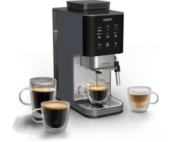 Krups Coffee Crush Edition SA404B - Automatische koffiemachine - Carbon - Compact 15 cm breed - Geschikt voor bonen en gemalen koffie - Stoompijpje