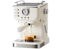 Nafaka - Espressomachine 2 in 1 - Roestvrijstalen espressomachine met melkopschuimer - Stoompijp - 20 bar - 1050 W - Creme