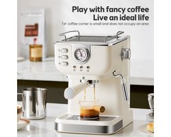 Omabeta Koffie Serie – 1.5L – Professionele 20 bar Espressomachine met 92°C NTC Temperatuurregeling, Stoomfunctie voor Melkschuim en Zichtbare Drukmeter