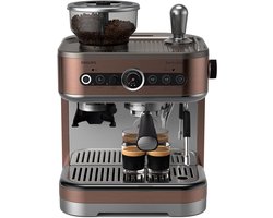 PHILIPS Barista Brew Semi Automatische Espressomachine - Enkele & Dubbele Espresso + Americano-knop, 280g Dual Bean Container, Gekalibreerd Tamponeren, Metalen Cappuccino (PSA3228/41)