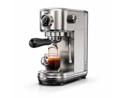 Semi-Automatische Espressomachine - 20 Bar Druk - Instelbare Temperatuur - Koud en Warm Koffie - Espresso Cappuccino Latte - Compact Slank Design - Roestvrij Stalen Behuizing - Drukindicator - Thuisbarista - Koffiezetapparaat
