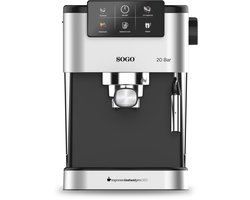 SOGO Espressomachine met Stoompijpje - Koffiemachine Geschikt voor Cups, Pads en Gemalen Koffie - 5 soorten Koffie - Digitaal Display - 20 Bar / 1350W