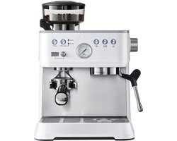Solis Grind & Infuse Perfetta Pistonmachine - Espressomachine met Maler - RVS Koffiemachine met Ingebouwde Bonenmaler - Wit