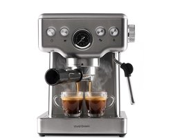 Vivid Green Espressomachine - 20 Bar - Pistonmachine met stoompijpje - Kopjesverwarmer - Coffee Machine - RVS