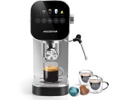 Aigostar Espressomachine - Pistonmachine - 20 Bar - Koffiemachine -Automatische Melkopschuimer - Cappuccino & Latte - RVS - Zilver