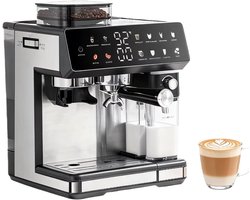 Allecto - Koffiemachine - Koffiezetapparaat - Met bonen - Zwart - Melkschuimer - Touchscreen - Grote waterreservoir - Automatisch - 1350W - Dubbele boiler - Voor thuisgebruik - Volautomaat met 2,7 liter watertank