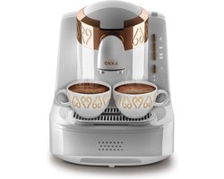 Arzum OKKA Turks Koffiezetapparaat OK001-0200 | Wit/Koper - 2 kopjes - Aanpasbare temperatuur - Volautomatisch - 710W
