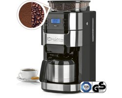 Barista Filterkoffiezetapparaat met Bonenmaler – Warmhoudfunctie, 24-uurs Timer, Permanent Filter – 10 Kopjes – Voor Bonen en Gemalen Koffie – Roestvrij Staal/Zwart