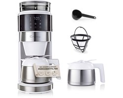 Barista koffiemachine met digitaal touchdisplay 800W wit met bonenmaler + thermoskan