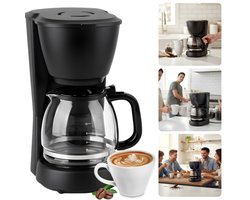 Cheqo® Koffiezetapparaat met Glazen Kan - Uitneembaar Filter - Anti-Drup Functie - Koffiezet Apparaat - Filterkoffie Machine - Warmhoudplaatje - Koffiemachine - Zwart Koffiezetapparaat - Betrouwbare Koffiemachine