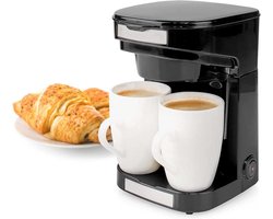 Compact Koffiezetapparaat voor 1-2 Kopjes met Permanent Filter en Mokken