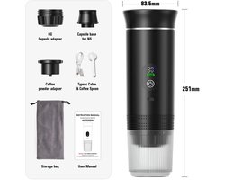 Draadloos Elektrisch - Portabele Espresso Koffiemachine - 3-in-1 Capsule en Poeder - Koffiemaker - Voor Reizigers en Kampeerders