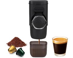 Draagbare koffiezetapparaat, 2-in-1 kleine reiskoffiezetapparaat voor gemalen koffie en capsules, handmatig bediend, 15 bar kleine handzame koffiezetapparaat voor kamperen en reizen