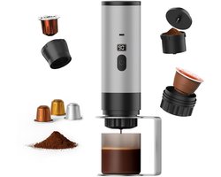 Draagbaar Koffiezetapparaat voor Onderweg van MMOBIEL - 12 Volt Portable Koffiemaker Camping met Standaard - Oplaadbaar USB-C - Koffiecups & Gemalen Koffie Espresso,Lungo, Nespresso, Camping Gadget
