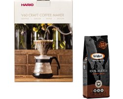 Hario V60 Craft Coffee Maker + Bristot Diamante 100% Arabica gemalen koffie