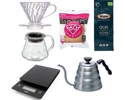 Hario V60 Range Server Slow Coffee starter set 1-2 kops + Bristot OUR Biologische Filter Koffie