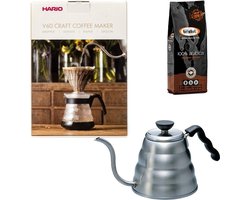 Hario V60 slow coffee kit + Hario V60 Buono Waterketel 1.2 liter + Bristot Diamante 100% Arabica gemalen koffie
