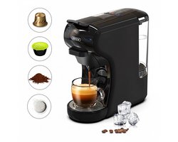 HiBREW H1A 4-in-1 Koffiepadmachine – Voor Nespresso, ESE, Dolce Gusto en gemalen koffie – Compact & Energiezuinig- Zwart
