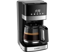 Koffiezetapparaat Filterkoffie - Coffee Machine - Touch Display - Instelbare Sterkte - Warmhoudfunctie - Anti-Drup - Zwart/RVS - COOK-IT