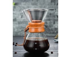 Koffiezetapparaat +RVS Roestvrij Staal Koffiefilter Giet Over Glazen 400ml