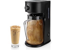 Nedis IJskoffie- & IJstheemaker – 2,5 L Glazen Kan – 6 Kopjes – Instelbare Sterkte – Automatische Uitschakeling – Zwart